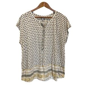 Lucky Brand Border Print Sleevless Top Size 2X Cotton Modal Blend Style 7Q64531